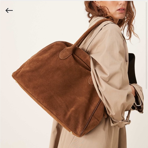 ASOS brown suede bowler tote bag - Picture 2 of 8